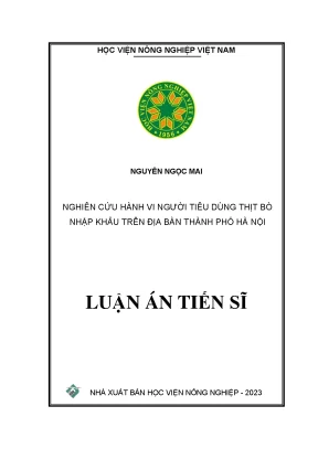 Luận án tiến sĩ nghiên cứu hành vi người tiêu dùng thịt bò nhập khẩu trên địa bàn thành phố hà nội