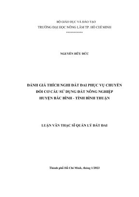 Luận văn thạc sĩ quản lý đất đai đánh giá thích nghi đất đai phục vụ chuyển đổi cơ cấu sử dụng đất nông nghiệp huyện bắc bình tỉnh bình thuận