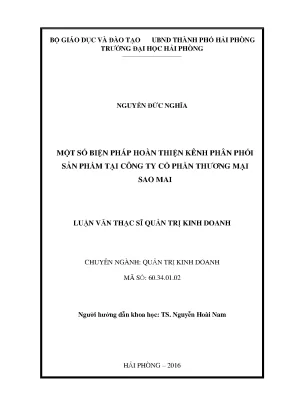 Luận văn thạc sĩ quản trị kinh doanh một số biện pháp hoàn thiện kênh phân phối sản phẩm tại công ty cổ phần thương mại sao mai