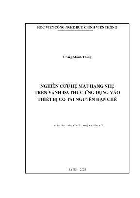 Luận án tiến sĩ nghiên cứu hệ mật hạng nhẹ trên vành đa thức ứng dụng vào thiết bị có tài nguyên hạn chế