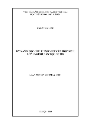 Luận án tiến sĩ tâm lý học kỹ năng đọc chữ tiếng việt của học sinh lớp 1 người dân tộc cơ ho
