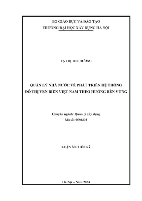Luận án quản lý nhà nước về phát triển hệ thống đô thị ven biển việt nam theo hướng bền vững