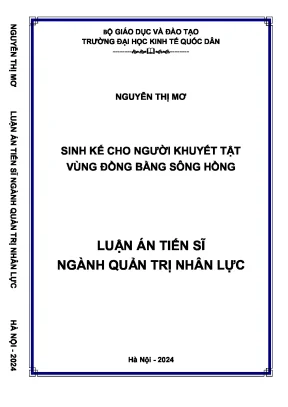 Luận án tiến sĩ sinh kế cho người khuyết tật vùng đồng bằng sông hồng