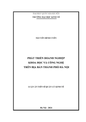 Luận án tiến sĩ phát triển doanh nghiệp khoa học và công nghệ trên địa bàn thành phố hà nội