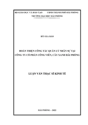 Luận văn thạc sĩ quản lý kinh tế hoàn thiện công tác quản lý nhân sự tại công ty cổ phần công viên cây xanh hải phòng