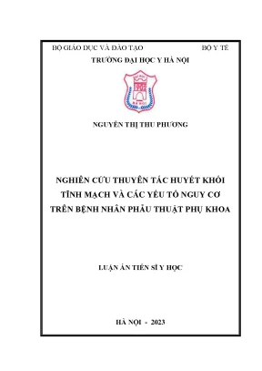 Luận án nghiên cứu thuyên tắc huyết khối tĩnh mạch và các yếu tố nguy cơ trên bệnh nhân phẫu thuật phụ khoa