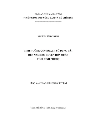 Luận văn thạc sĩ quản lý đất đai định hướng quy hoạch sử dụng đất đến năm 2030 huyện hớn quản tỉnh bình phước