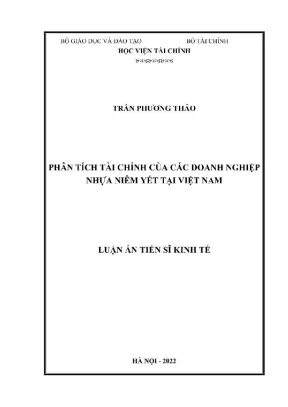 Luận án tiến sĩ kinh tế phân tích tài chính của các doanh nghiệp nhựa niêm yết tại việt nam