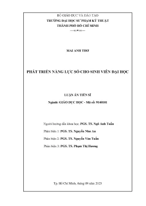 Luận án tiến sĩ phát triển năng lực số cho sinh viên đại học