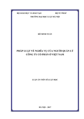 Luận án tiến sĩ luật học pháp luật về nghĩa vụ của người quản lý công ty cổ phần ở việt nam