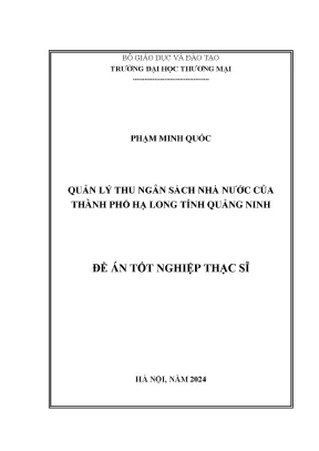 Luận văn quản lý thu ngân sách nhà nước của thành phố hạ long tỉnh quảng ninh