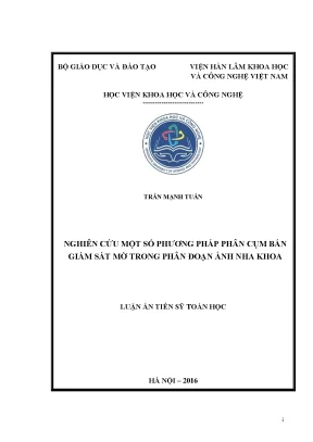 Luận án tiến sỹ toán học nghiên cứu một số phương pháp phân cụm bán giám sát mờ trong phân đoạn ảnh nha khoa