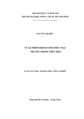 Luận văn thạc sĩ thú y tỷ lệ nhiễm bệnh viêm phúc mạc truyền nhiễm trên mèo