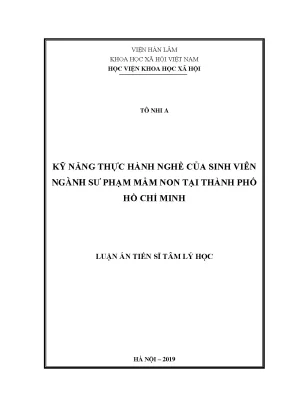 Luận án tiến sĩ tâm lý học kỹ năng thực hành nghề của sinh viên ngành sư phạm mầm non tại thành phố hồ chí minh