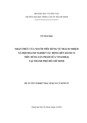 Luận văn thạc sĩ quản lý kinh tế nhận thức của người tiêu dùng về trách nhiệm xã hội doanh nghiệp tác động đến hành vi tiêu dùng sản phẩm sữa vinamilk tại thành phố hồ chí minh