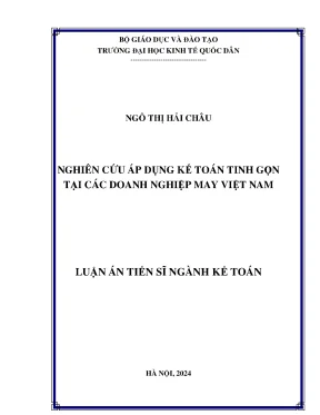 Luận án tiến sĩ nghiên cứu áp dụng kế toán tinh gọn tại các doanh nghiệp may việt nam