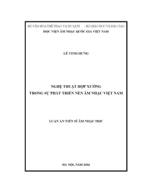 Luận án tiễn sĩ âm nhạc học nghệ thuật hợp xướng trong sự phát triển nền âm nhạc việt nam