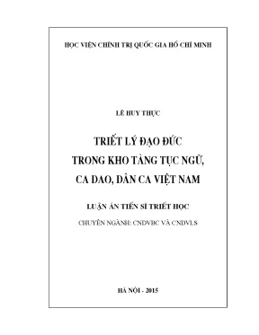 Luận án tiến sĩ triết học triết lý đạo đức trong kho tàng tục ngữ ca dao dân ca việt nam