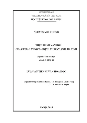 Luận án tiến sĩ thực hành văn hoá của cư dân vùng tái định cư ở kỳ anh hà tĩnh