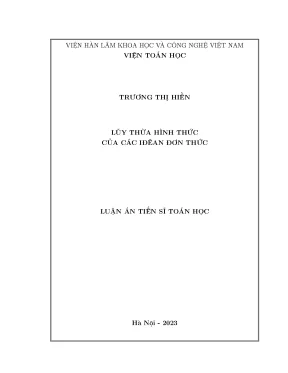 Luận án tiến sĩ lũy thừa hình thức của các idean đơn thức