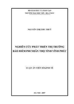 Luận án tiến sĩ kinh tế nghiên cứu phát triển thị trường bảo hiểm phi nhân thọ ở tỉnh vĩnh phúc