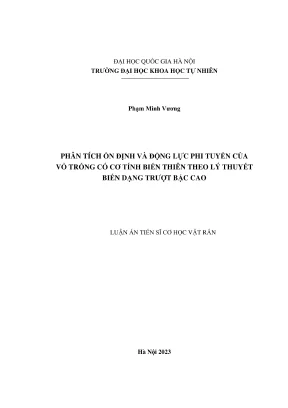 Luận án tiến sĩ cơ học phân tích ổn định và động lực phi tuyến của vỏ trống có cơ tính biến thiên theo lý thuyết biến dạng trượt bậc cao
