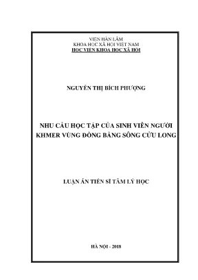 Luận án tiến sĩ tâm lý học nhu cầu học tập của sinh viên người khmer vùng đồng bằng sông cửu long