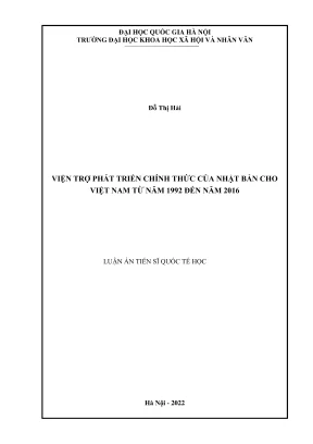 Luận án tiến sĩ quốc tế học viện trợ phát triển chính thức của nhật bản cho việt nam từ năm 1992 đến năm 2016