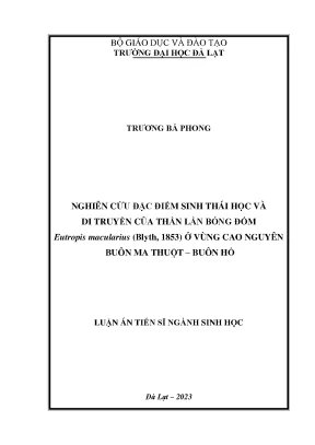 Luận án tiến sĩ nghiên cứu đặc điểm sinh thái học và di truyền của thằn lằn bóng đốm