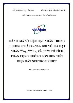 Luận án tiến sĩ đánh giá số liệu hạt nhân trong phương pháp k0 naa đối với ba hạt nhân 110ag 116m2in và 183mw có tích phân cộng hưởng lớn hơn tiết diện bắt neutron nhiệt