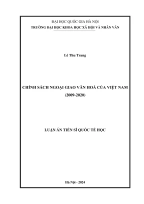 Luận án tiến sĩ quốc tế học chính sách ngoại giao văn hoá của việt nam 20092020
