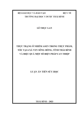 Luận án tiến sĩ thực trạng ô nhiễm asen trong thực phẩm tóc tại 6 xã ven sông hồng tỉnh thái bình và hiệu quả một số biện pháp can thiệp