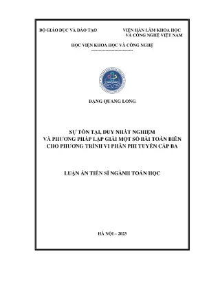 Luận án tiến sĩ sự tồn tại duy nhất nghiệm và phương pháp lặp giải một số bài toán biên cho phương trình vi phân phi tuyến cấp ba