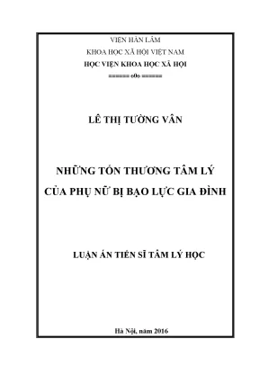 Luận án tiến sĩ tâm lý học những tổn thương tâm lý của phụ nữ bị bạo lực gia đình