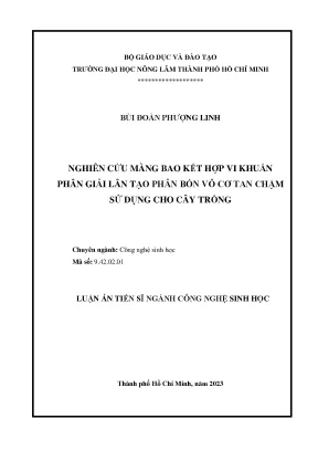 Luận án tiến sĩ nghiên cứu màng bao kết hợp vi khuẩn phân giải lân tạo phân bón vô cơ tan chậm sử dụng cho cây trồng