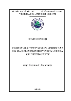 Luận án tiến sĩ nghiên cứu hiện trạng và đề xuất các giải pháp thúc đẩy quản lý rừng trồng bền vững quy mô hộ gia đình tại tỉnh quảng trị