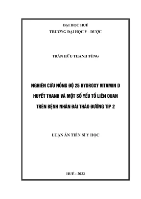 Đại học huế trờng đại học y dợc trần hữu thanh tùng nghiên cứu nồng độ 25 hydroxy vitamin d huyết thanh và một số yếu tố liên quan trên bệnh nhân đái tháo đờng típ 2 luận án tiến sĩ y học