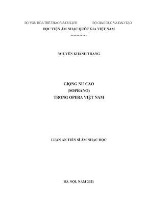Luận án tiến sĩ âm nhạc học giọng nữ cao soprano trong opera việt nam