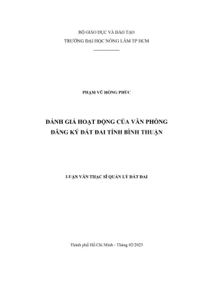 Luận văn thạc sĩ quản lý đất đai đánh giá hoạt động của văn phòng đăng ký đất đai tỉnh bình thuận