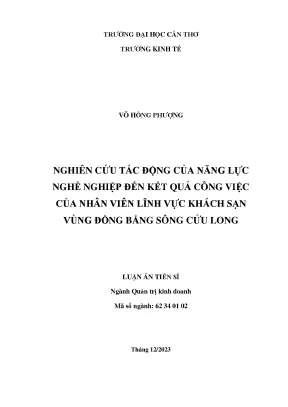 Luận án tiến sĩ nghiên cứu tác động của năng lực nghề nghiệp đến kết quả công việc của nhân viên lĩnh vực khách sạn vùng đồng bằng sông cửu long