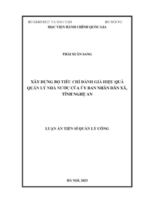 Luận án tiến sĩ xây dựng bộ tiêu chí đánh giá hiệu quả quản lý nhà nước của ủy ban nhân dân xã tỉnh nghệ an