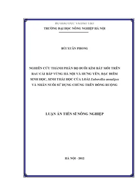 Luận án tiến sĩ nghiên cứu thành phần bọ đuôi kìm bắt mồi trên rau cải bắp vùng hà nội và hưng yên đặc điểm sinh học sinh thái học của loài euborellia annulipes và nhân nuôi sử dụng chúng trên đồng ruộng
