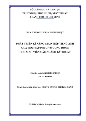 Luận án tiến sĩ phát triển kỹ năng giao tiếp tiếng anh qua học tập phục vụ cộng đồng cho sinh viên các ngành kỹ thuật