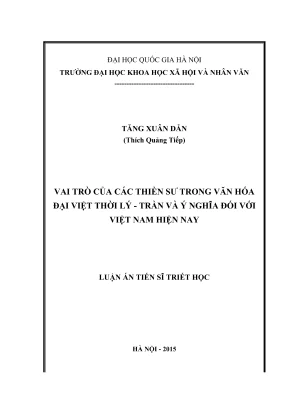 Luận án tiến sĩ triết học vai trò của các thiền sư trong văn hóa đại việt thời lý trần và ý nghĩa đối với việt nam hiện nay