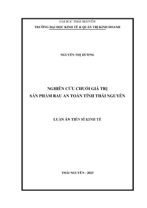 Luận án tiến sĩ nghiên cứu chuỗi giá trị sản phẩm rau an toàn tỉnh thái nguyên