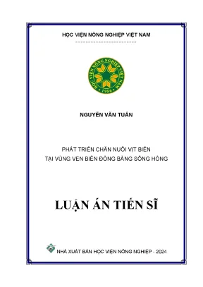 Luận án tiến sĩ phát triển chăn nuôi vịt biển tại vùng ven biển đồng bằng sông hồng