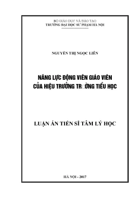 Luận án tiến sĩ tâm lý họ năng lực động viên giáo viên của hiệu trưởng trường tiểu học