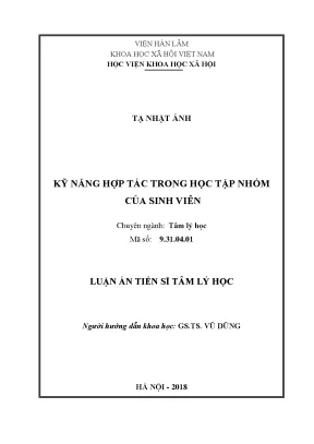 Luận án tiến sĩ tâm lý học kỹ năng hợp tác trong học tập nhóm của sinh viên