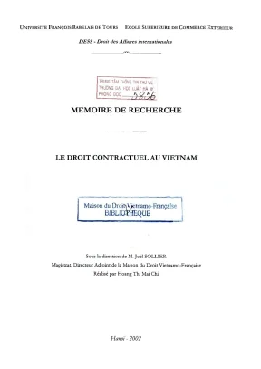 Luận án nghiên cứu le droit contractuel au vietnam