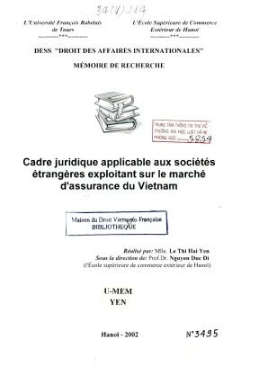 Luận án nghiên cứu cadre juridique applicable aux sociétés étrangères exploitant sur le marché dassurance du vietnam